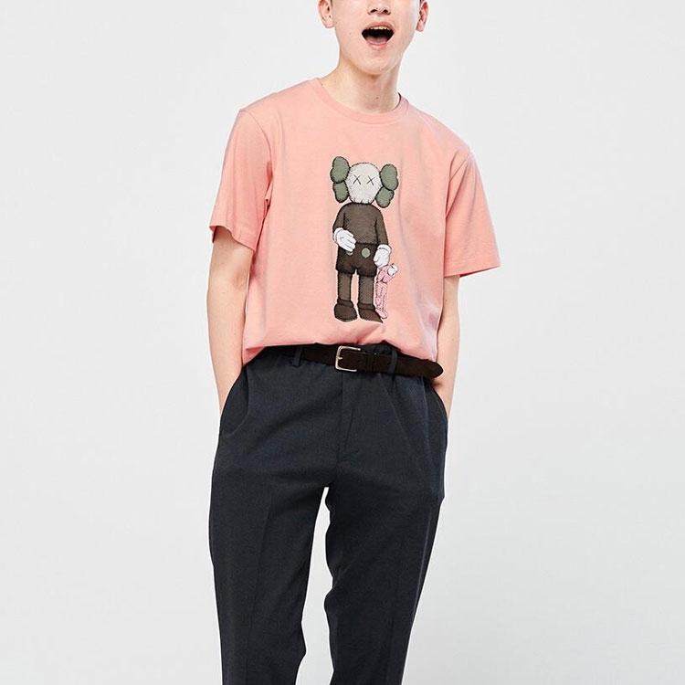 Uniqlo × T-shirt a maniche corte con stampa di bambola grigia in collaborazione con Kaws Unisex T-shirt Rosa Chiaro UQ422022000