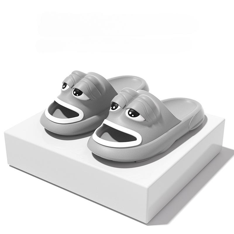 Fashion Cute Cartoon Summer Slippers Women Men Indoor Bathroom Shoes Funny Frog Thick Sole Couples Shower Beach Slides Anti Slip Sandals