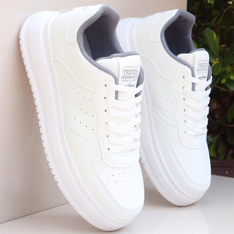 High-top men's shoes spring and autumn leather sneakers men's new casual little white shoes men's trend versatile board shoes