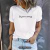 Camiseta de cuello redondo estampada de puntos europea y americana, top casual de manga corta para primavera y verano, camiseta de manga corta para mujer