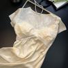 Women’s Summer French Style Ice Silk Short Sleeve Nightgown Long Fairy Dress Lightweight Sleepwear Loungewear Wearable Outdoors
