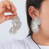 Gold Floral Stud Earrings With Rhinestone Accents Hollow Out Design Women Fashion Jewelry