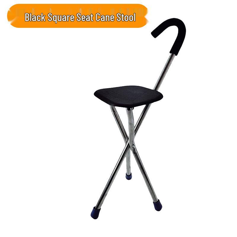 Faltbarer Dreibein-Gehstock mit Hocker für Outdoor-Reisen und Trekking