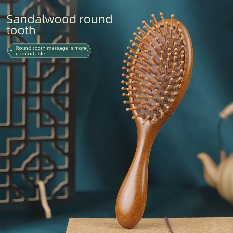 Sandalwood Air Cushion Massage Comb for Scalp and Hair - Unisex Wooden Comb for Home & Travel