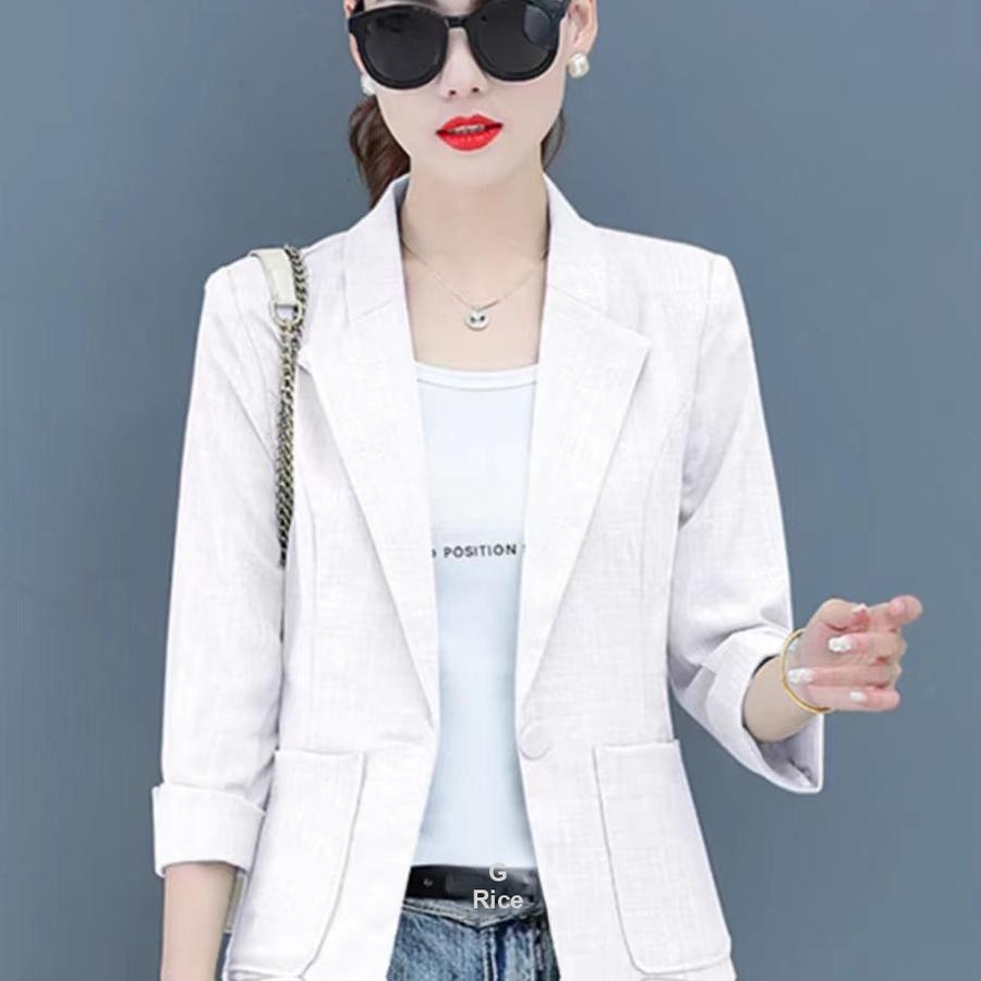 Casual Blazer Lightweight Sun Protection Jacket Women Breathable Thin Short Spring  Suit Petite