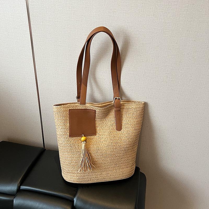 Summer large-capacity shoulder bag women's lazy wind vacation handbag straw woven bag trendy fashion woven tote bag