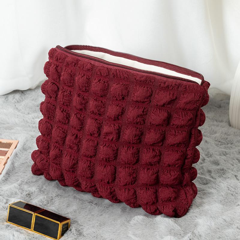Reis Organizer Draagbaar Rits Zacht Make-up Pouch voor Dame Meisjes Populair Boho Herbruikbaar Bubble Doek Capaciteit Cosmetische Tas large