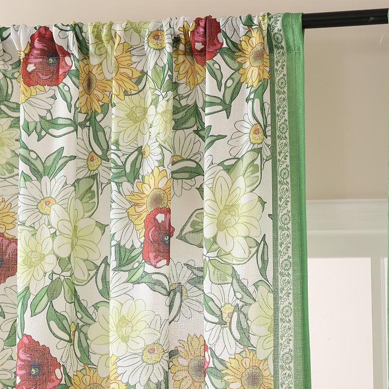 Perdele Moderne Simple cu Imprimeu cu Plante Proaspete, de Înaltă Calitate, cu Imprimeu Dezordonat Semi-Opac, pentru Birou, Living, Balcon, Dormitor