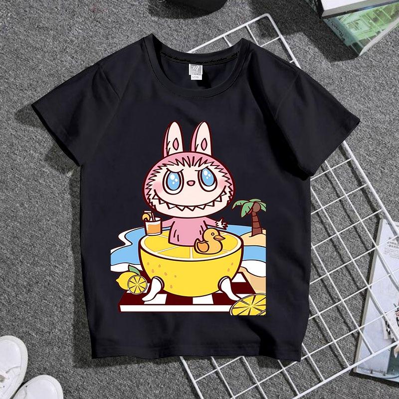 Kreslený elf grafický Labubu dětské potištěné tričko léto dámské ležérní venkovní dívčí trička s krátkým rukávem top oblečení