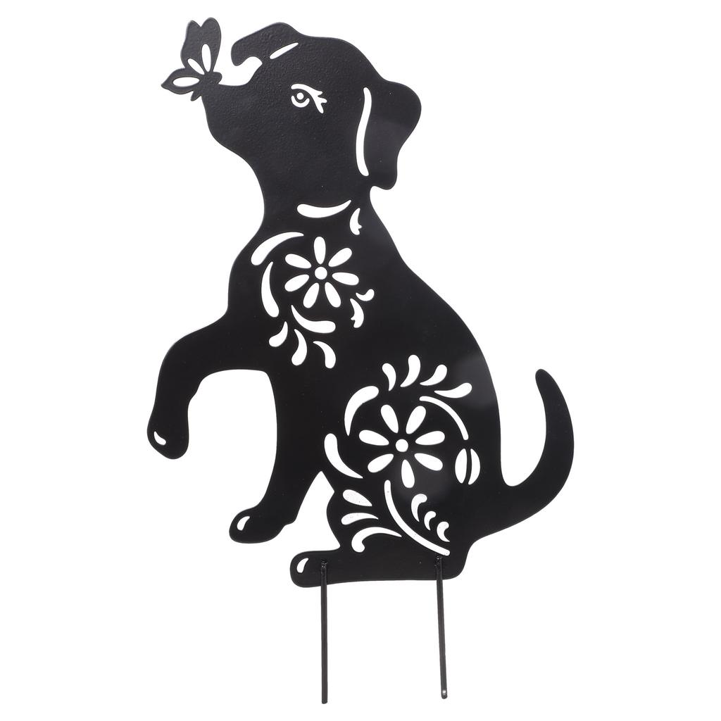 1/2Pcs Dog Stakes Metal Stakes Garden Insert Dog Sculpture Ornaments Metal Dog Shape Statue Silhouettes Dog Garden