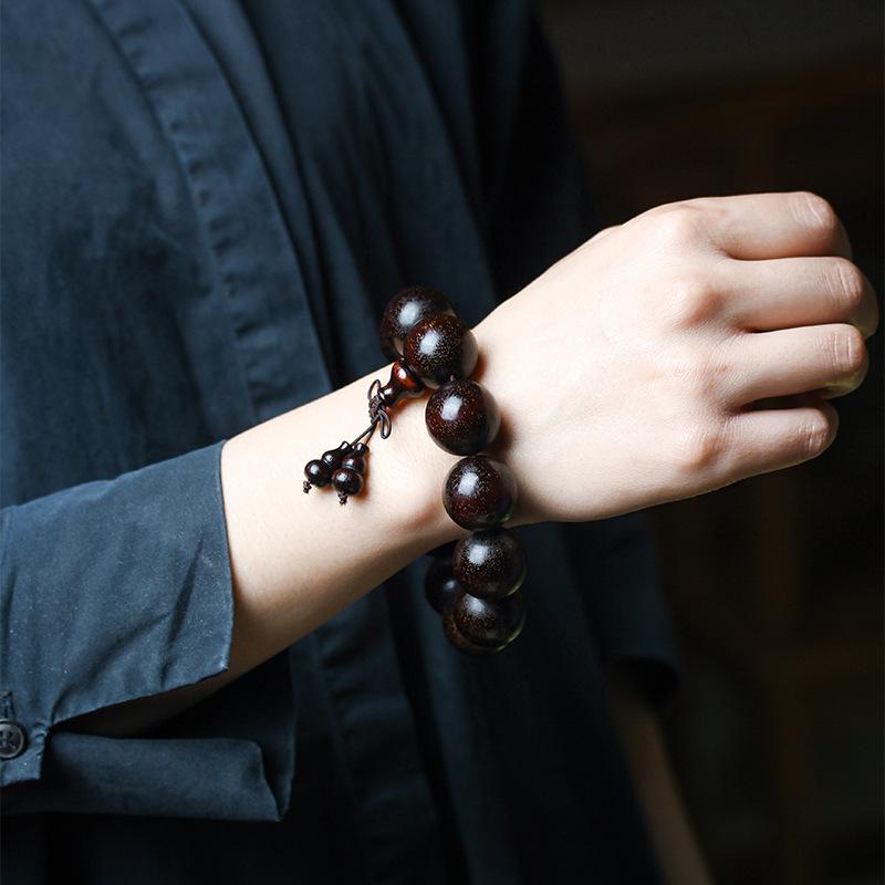 Venus Old Material Small-Leaf Red Sandalwood Prayer Beads Chain - High Oil Density, Unisex, New Chinese Style Decoration Gift