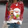 Christmas Snowman Pattern Women Fashion T-Shirts Autumn Winter Long Sleeve Christmas Style 3D Printed Ladies Street Tee Big Size