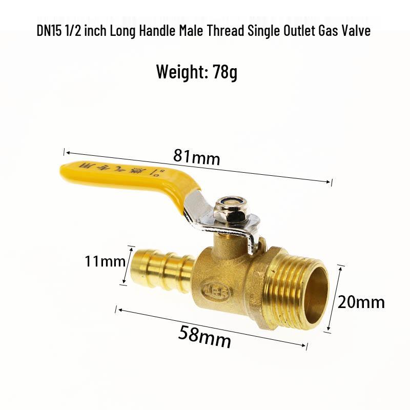 Thickened Brass 4-Point Ball Valve for Natural Gas with Male/Female & Three-Way Tee Valve.
