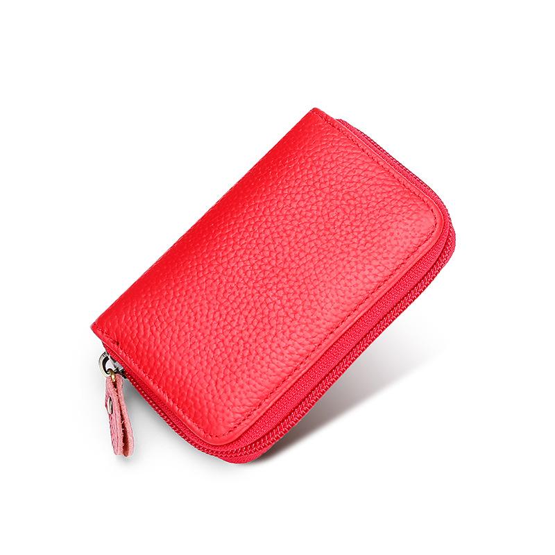 

Премиальный держатель для карт-аккордеон из коровьей кожи высшего качества с защитой от RFID и защитой от кражи, с молнией, рукав с несколькими отделениями для карт из натуральной кожи. красный