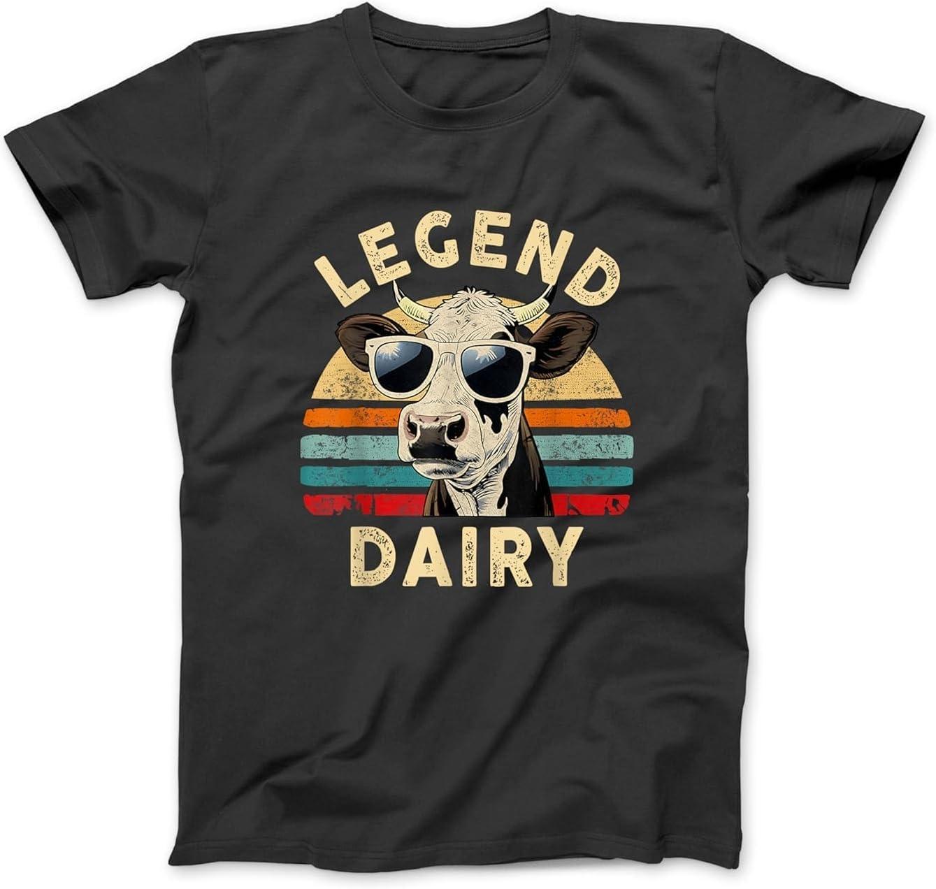 Legend Dairy Funny Farmer Cow Farmer Pun Graphic Cow Vintage T-Shirt, Sweatshirt, Hoodie for Men Women Kids Made in Canada Black XXXXXL чёрный