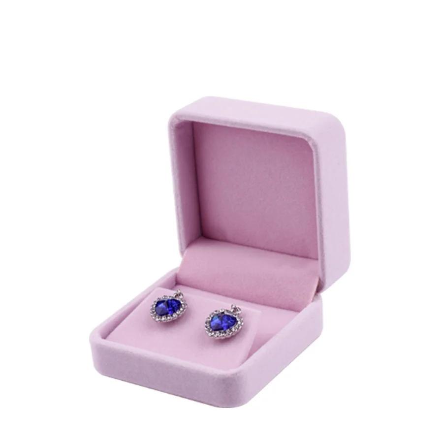 High Quality Pink Velvet Rounded Corner Jewelry Box Ring Earrings Necklace Pendant Bracelet Pearl Necklace Jewelry Gift Box