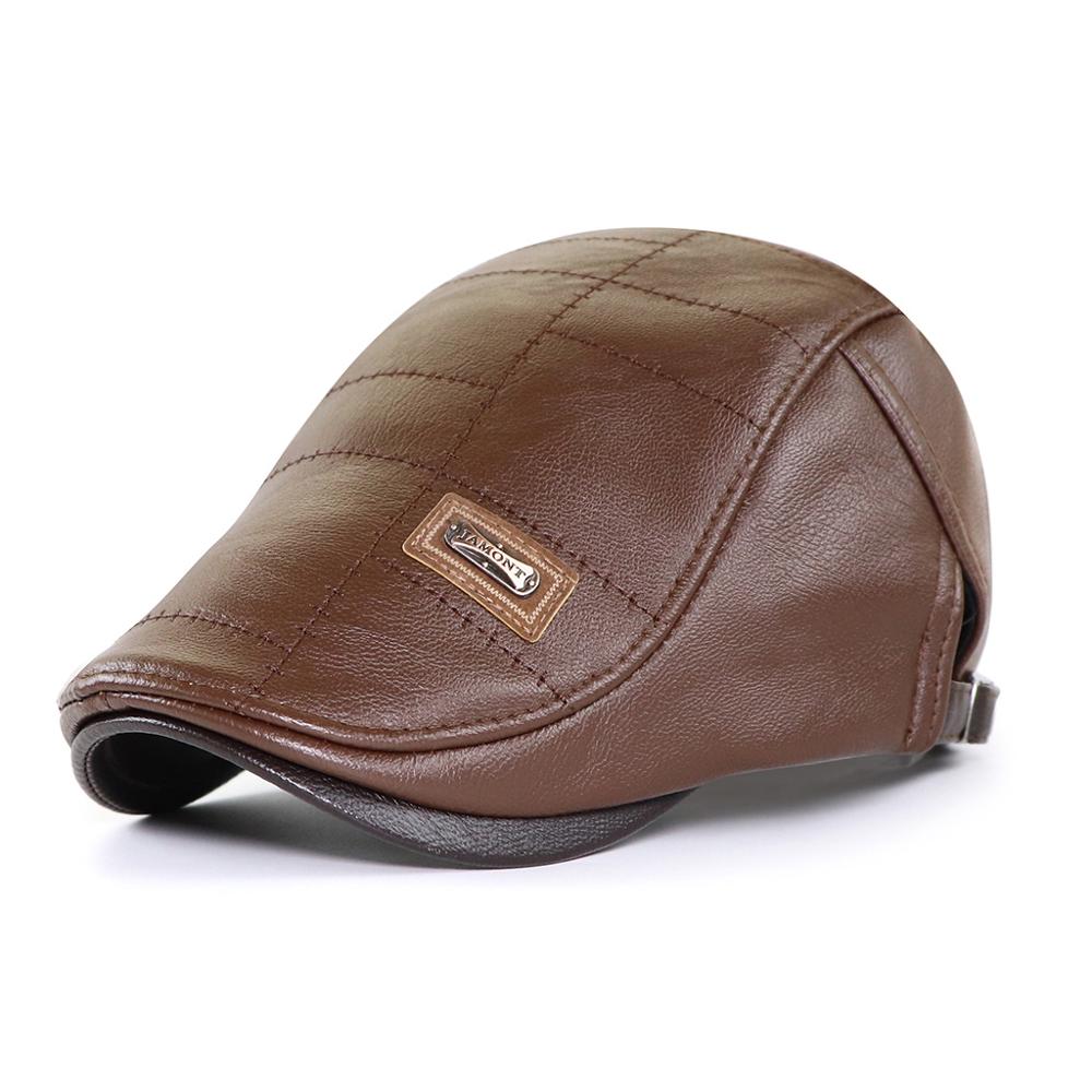 Кепка газетчика мужская верх из искусственной кожи Gorras Planas Duckbill берет шляпа зима осень теплая плоская кепка винтажная мужская бойна шляпы Гэтсби Adjustable 56-60cm