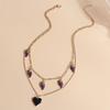 Trendy INS Style Neck Chain Jewelry Sweet Cool Double Layer Necklace with Lovely Cherry/Grape and Heart Pendant Charm