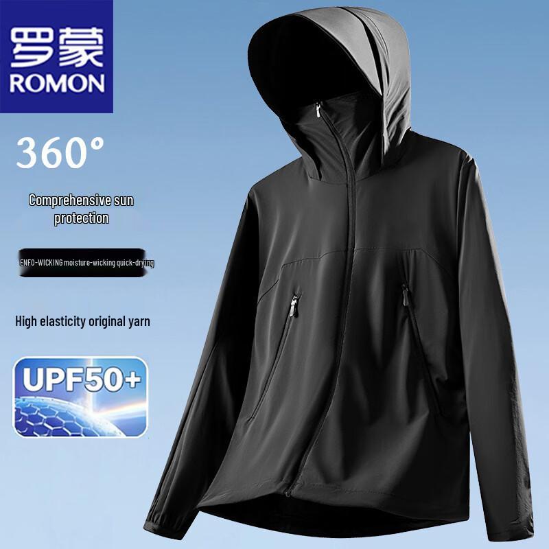 Romon Men's Summer UPF 50+ Cooling Hooded Sun Protection Jacket