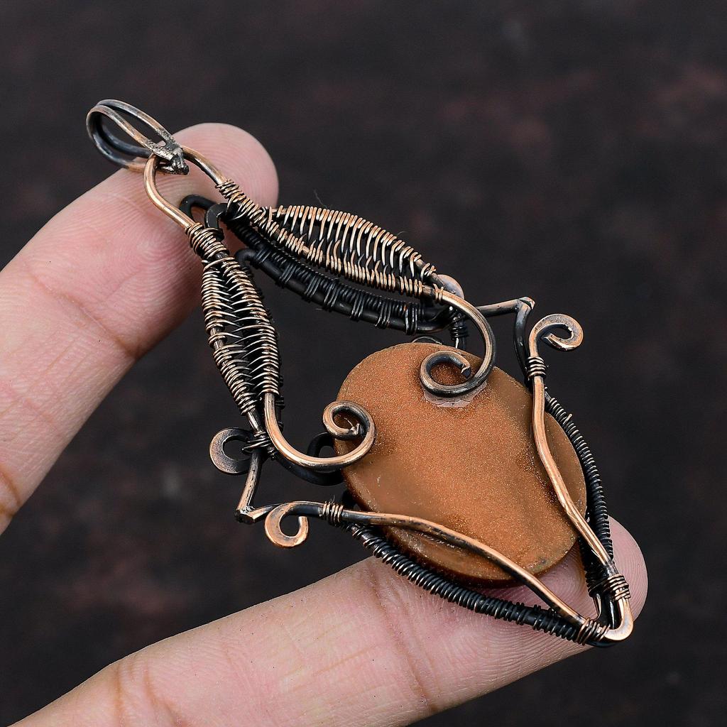 Sun Sitara Gemstone Pendant Copper Wire Wrapped Pendant Handmade Jewelry Ethnic Style Pendant Copper Jewelry Gift For Mom Birthstone Pendant
