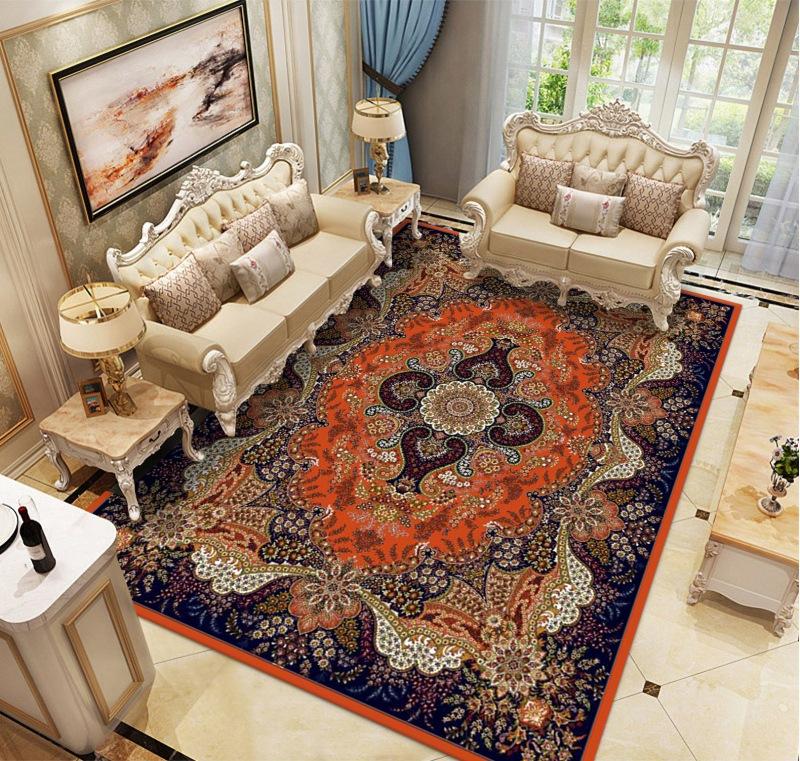 Ethnic Style Carpet Persian American Retro Living Room Sofa Coffee Table Carpet Household Bedroom Bedside Carpet Mat
