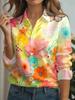 Élégantes Chemises Femme 2026 Vintage Imprimé Floral Printemps Automne Chemisier Chemisier à Col Revers Femme Manches Longues Ample Casual