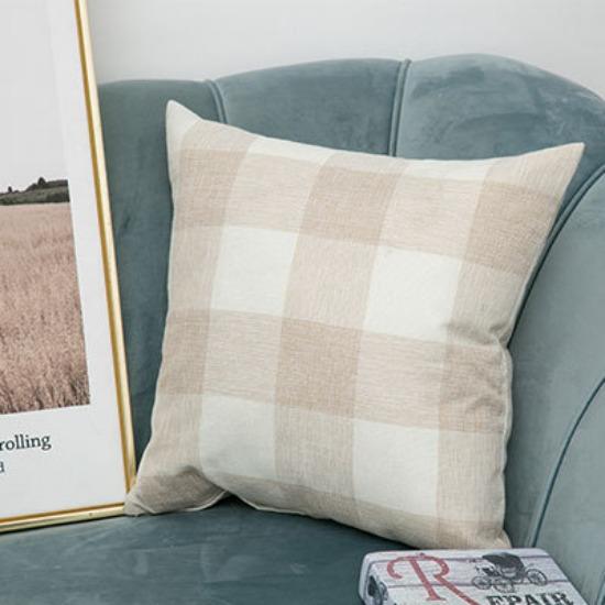 

Простая клетчатая наволочка для диванной подушки, напечатанная льняная однотонная полосатая наволочка, домашний тканевый чехол для подушки double-sided 45x45cm