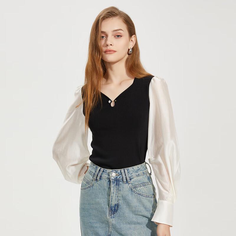 

HERTU Women s Fashion Patchwork Knit Sweater S