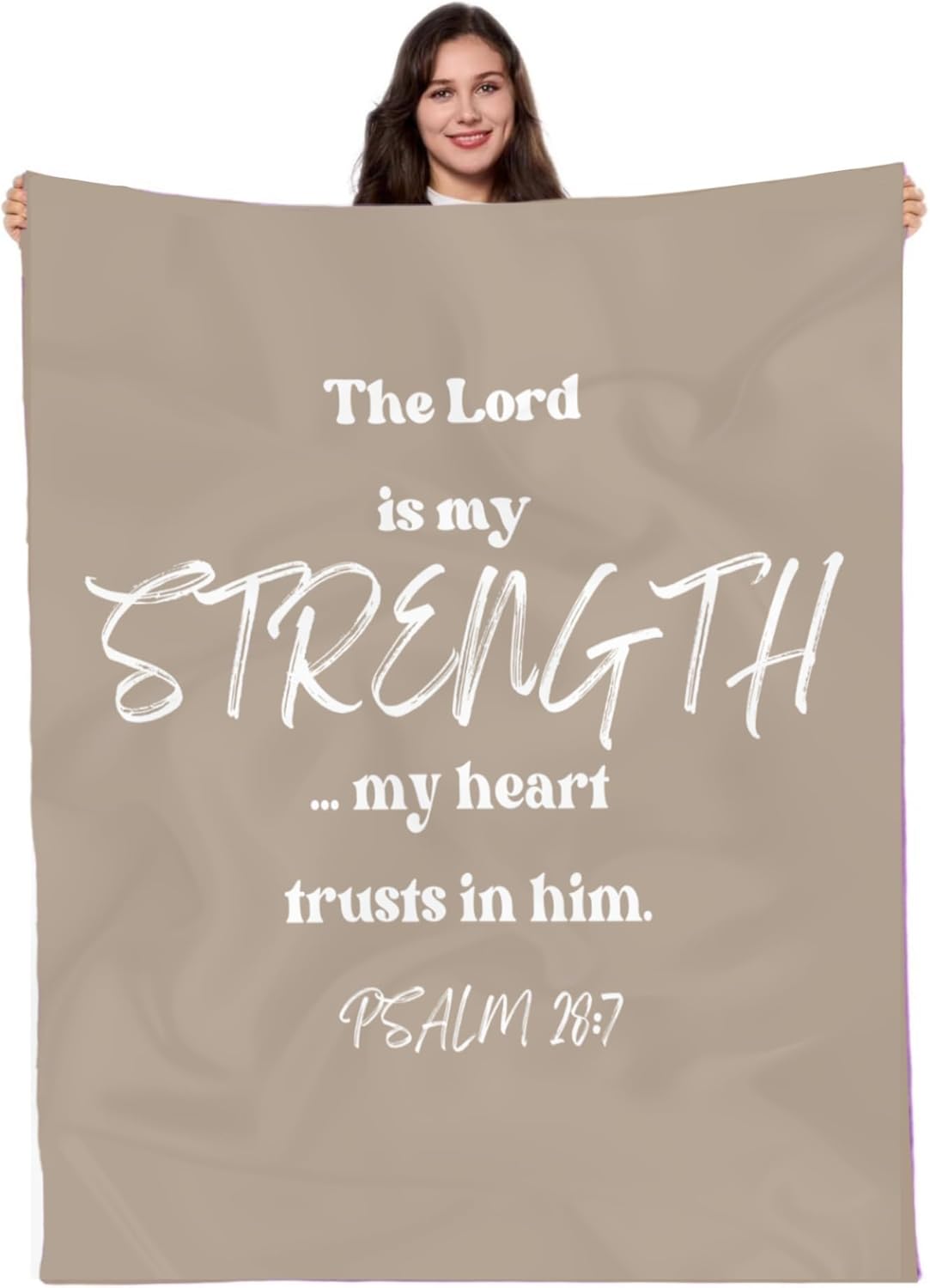 

Christian Gift Bible Verse Inspirational Throw Blanket The Lord is my STRENGTH Cozy Lightweight Machine Washable 100x150cm