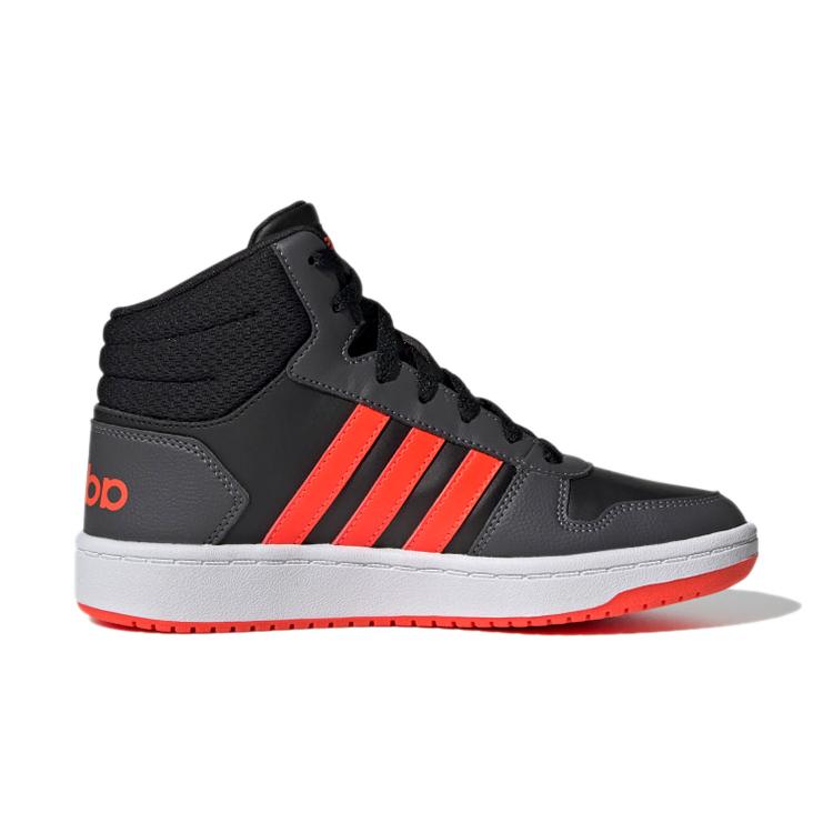 adidas Neo Hoops 2.0 Mid K Casual Slip Resistant Abrasion Resistant Mid Top Kids' Skateboarding Shoes Black Red Kids' GZ7768