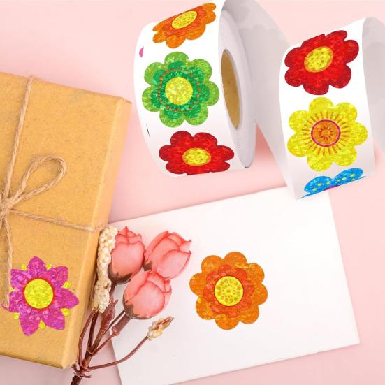 500Pcs/Set Seal Sticker Waterproof Tear-Proof Self-Adhesive Gift Wrap Flower Decals Classroom Reward Gifts Cards Scrapbooking Party