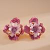 Iron Cloth Exaggerated Ear Pendant Oil Drip Floral Ear Studs Colorful Flower Earrings  Vacation