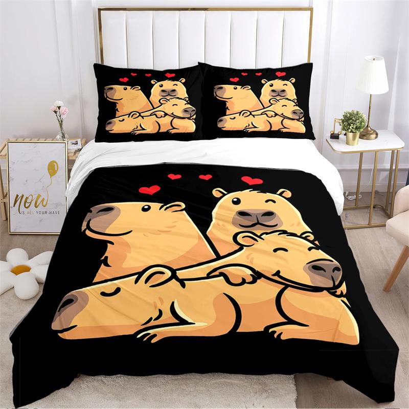 Милый аниме-капибара Kawai всесезонный комплект постельного белья с наволочкой для дома Twin Full Queen King детский подарок