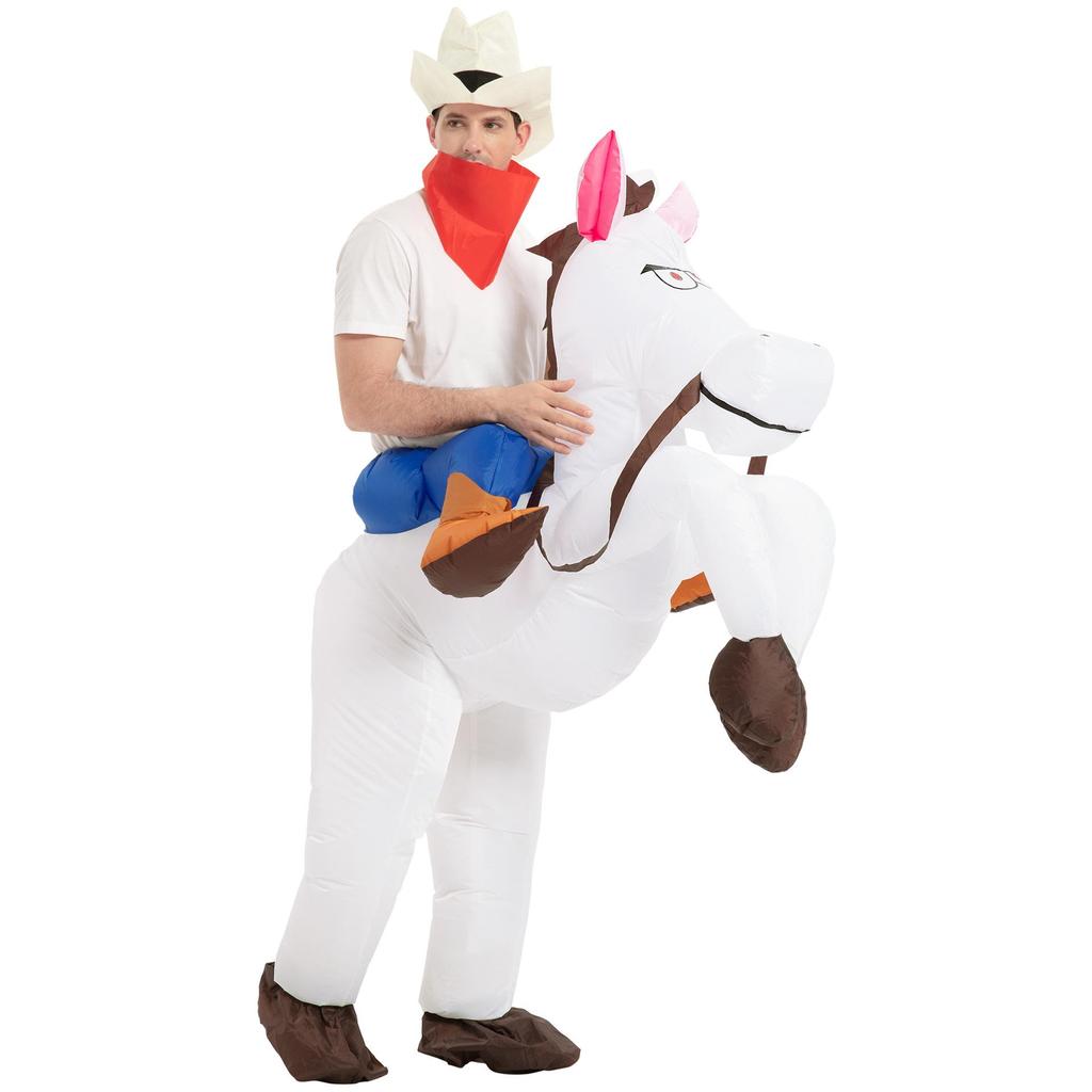 Aufblasbares Cowboy-Kostüm für Erwachsene & Kinder zum Reiten – Lustiger Festival-Performance-Anzug