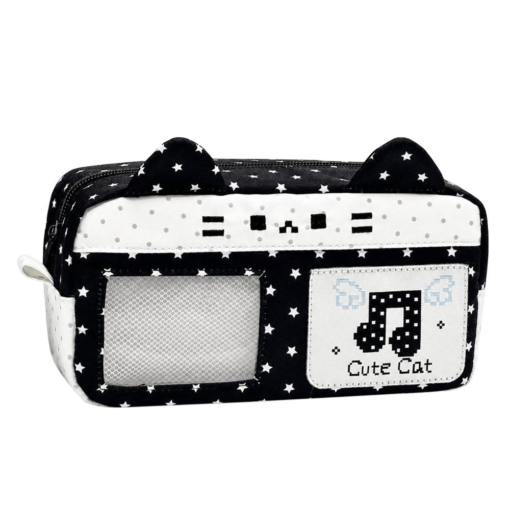 Large Capacity Pencil Case Pixel Music Not Print Pencil Pouch Kawaii Stationery Organizer  Gift