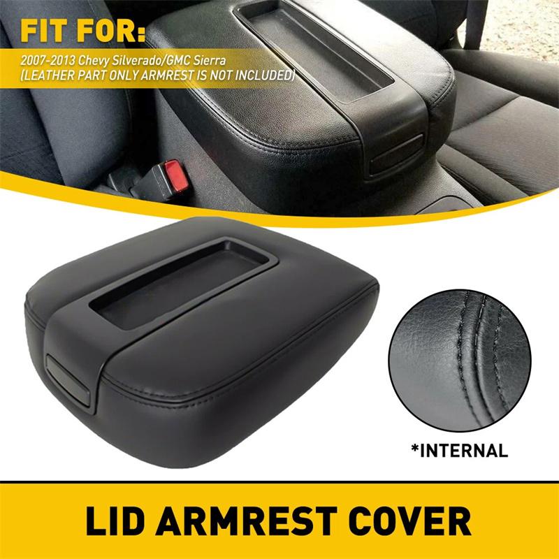 For Chevy Tahoe Silverado Yukon Armrest Box Cover Center Console Pu Leather 2007 2008 2009 2010 2011 2012 2013 2014 one size чёрный