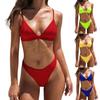 2 Pcs/Set Swimwear Set Solid Color Simple Quick-drying Classic Summer Bikini