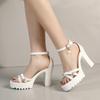 Fashion Fashion 2025 Buckle Strap Women's Sandals New Metal Decoration Office and Career Open Toe Plus Size Best Seller Heeled Sandals