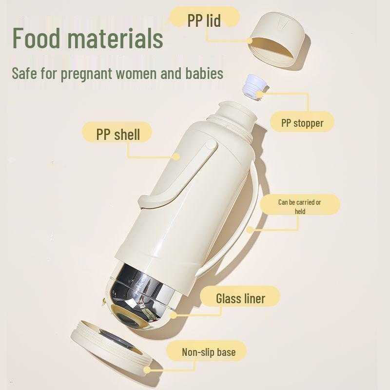 Student Dormitory Large-Capacity Insulated Thermos Flask - Durable & Stylish Hot Water Bottle Cream White [Non-insulated, free returns]