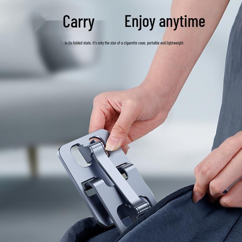 Foldable All-Metal Phone & Tablet Stand: Portable, Rotatable Desktop Holder for Streaming & Viewing