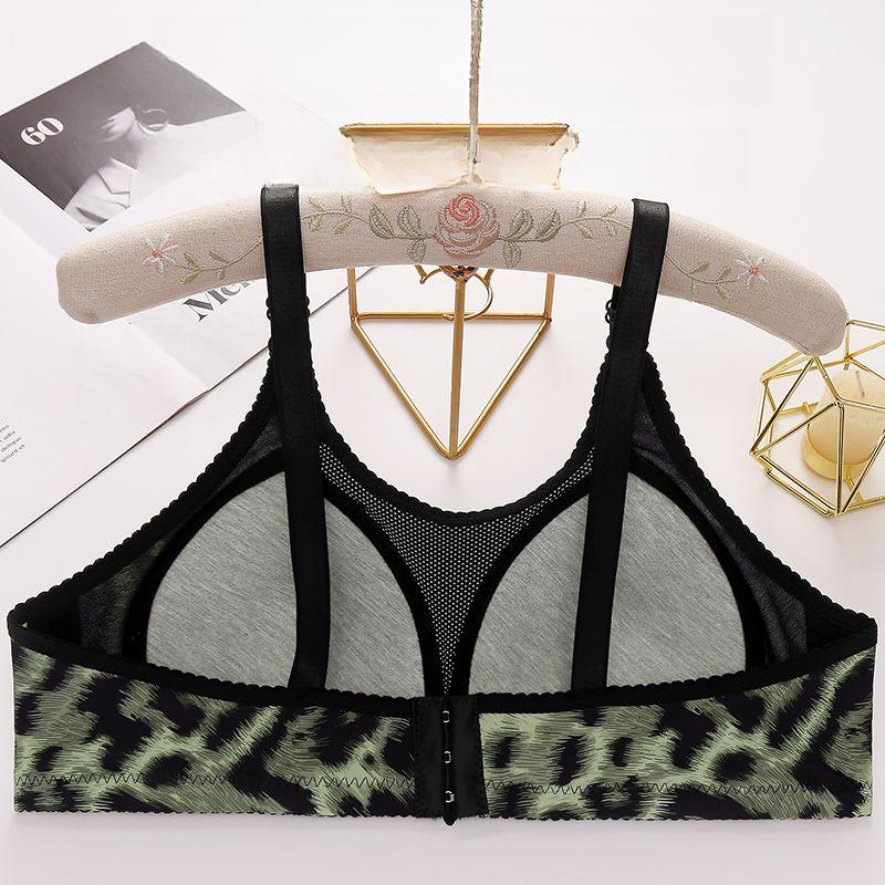 Sexy BH für Frauen Anti-Hänge Leopardendruck Anti-Blendung Übergröße Gesammelter BH Anti-Hänge Ohne Bügel Dünner BH