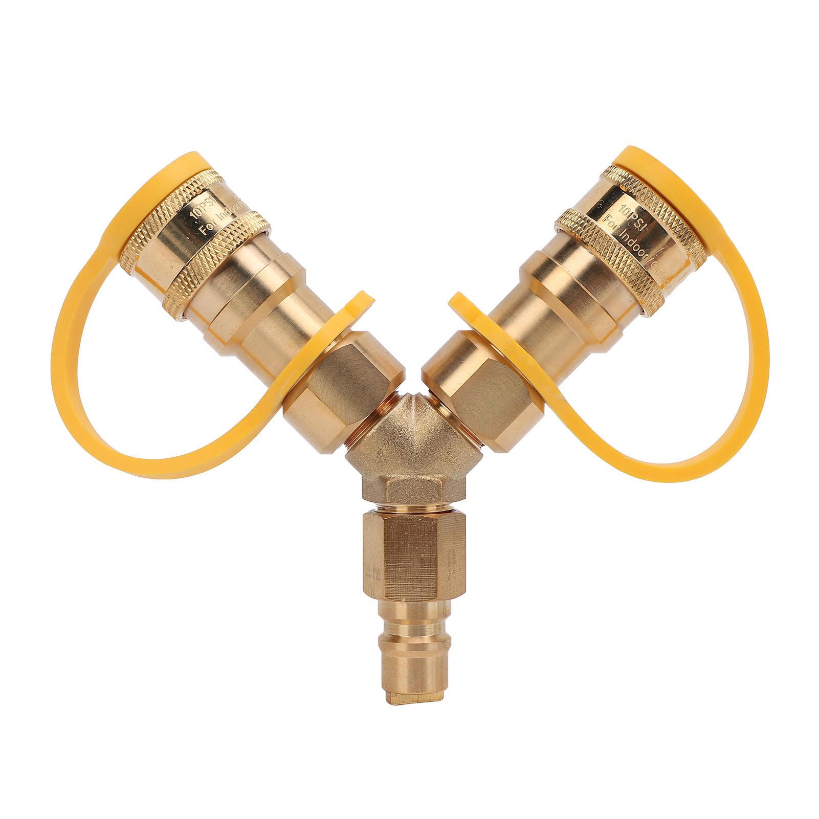

3 8 Inch Nature Gas Y Splitter Brass Quick Connect Disconnect Gas Line Hose Y Splitter Separator for Grills Heaters