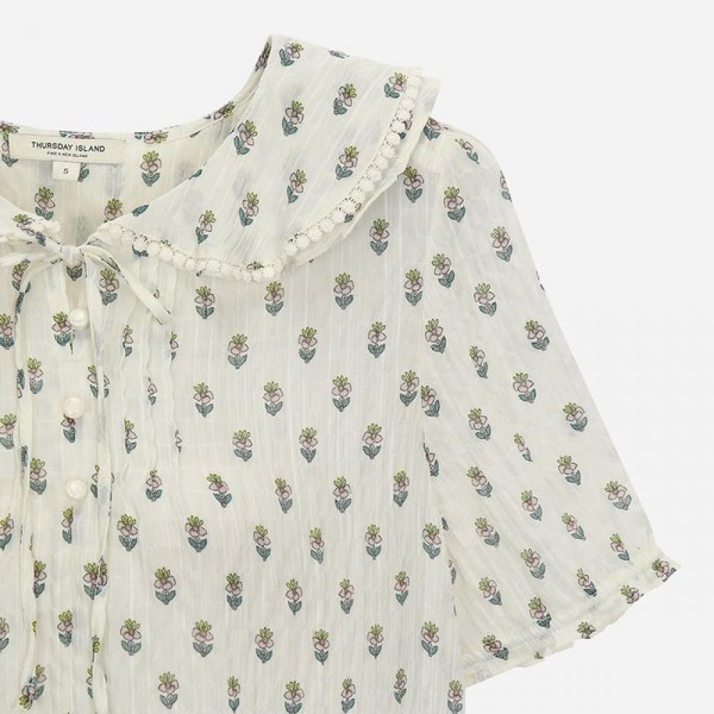 Thursday Island Women Ruffle Collar Flower Blouse T264mbl213w