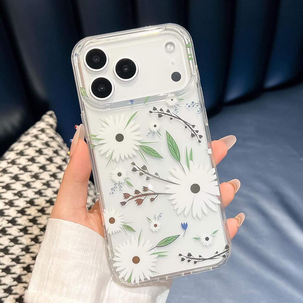 Capa de Telefone Floral Apple 17 ProMax – Design Estético de Cobertura Total para Proteção Dois em Um