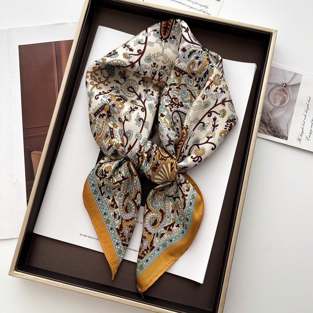 Silk Shawl Square Scarf For Women Print Headband Foulard Satin Hijab Hair Bands Neckerchief Female Head Wraps Bandana