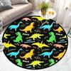 Dinosaur Cartoon Round Rug Crystal Velvet Floor Mat Kids Room Baby Play Mat Cool Dinosaur Design Nursery Bedroom Carpet