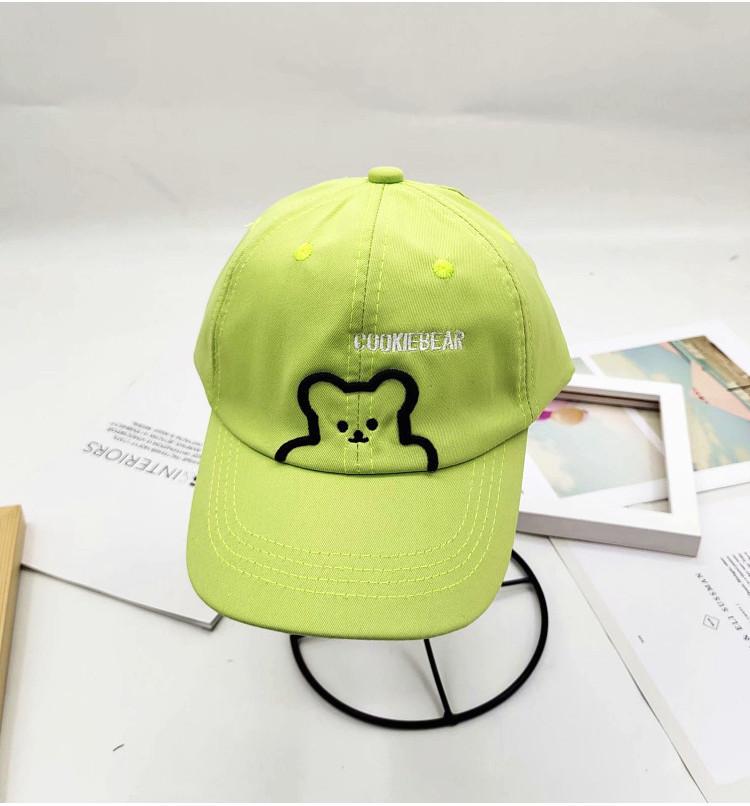 Cute Bear Embroidery Kids Baseball Cap Wide Brim Round Top Sun Hat For Boys Girls 2-8 Years