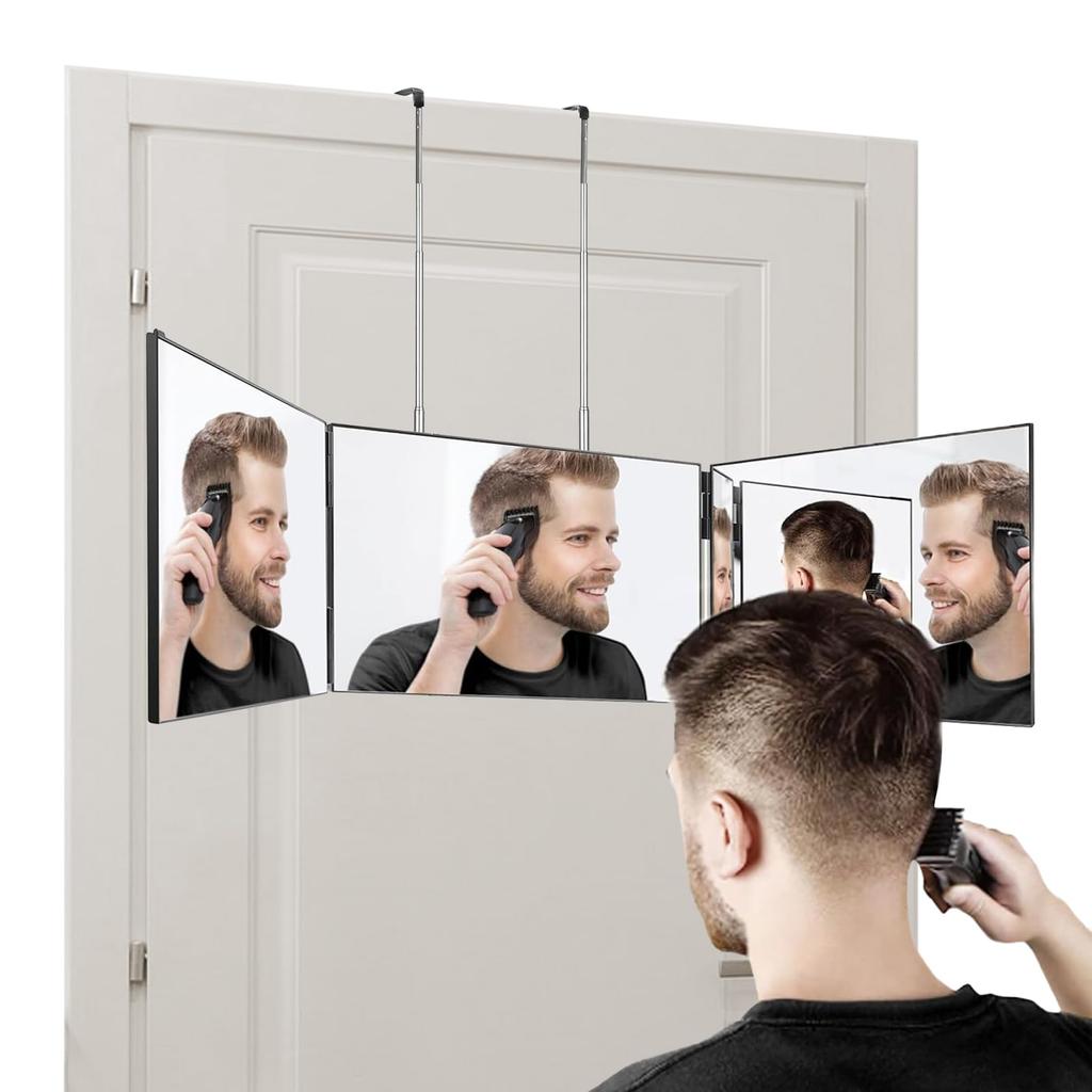 Adjustable Wide Viewing HD Mirror and Back of Head Visibility Height, 360° Angle, Foldable, 3-Way Mirror, Angle, Shatterproof, Surface,
