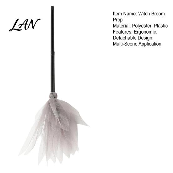 Reusable Cosplay Prop Halloween Witch Broom Prop, Detachable Mesh Wizard Broomstick for Costume Accessories Party Stage Performance, Haunted