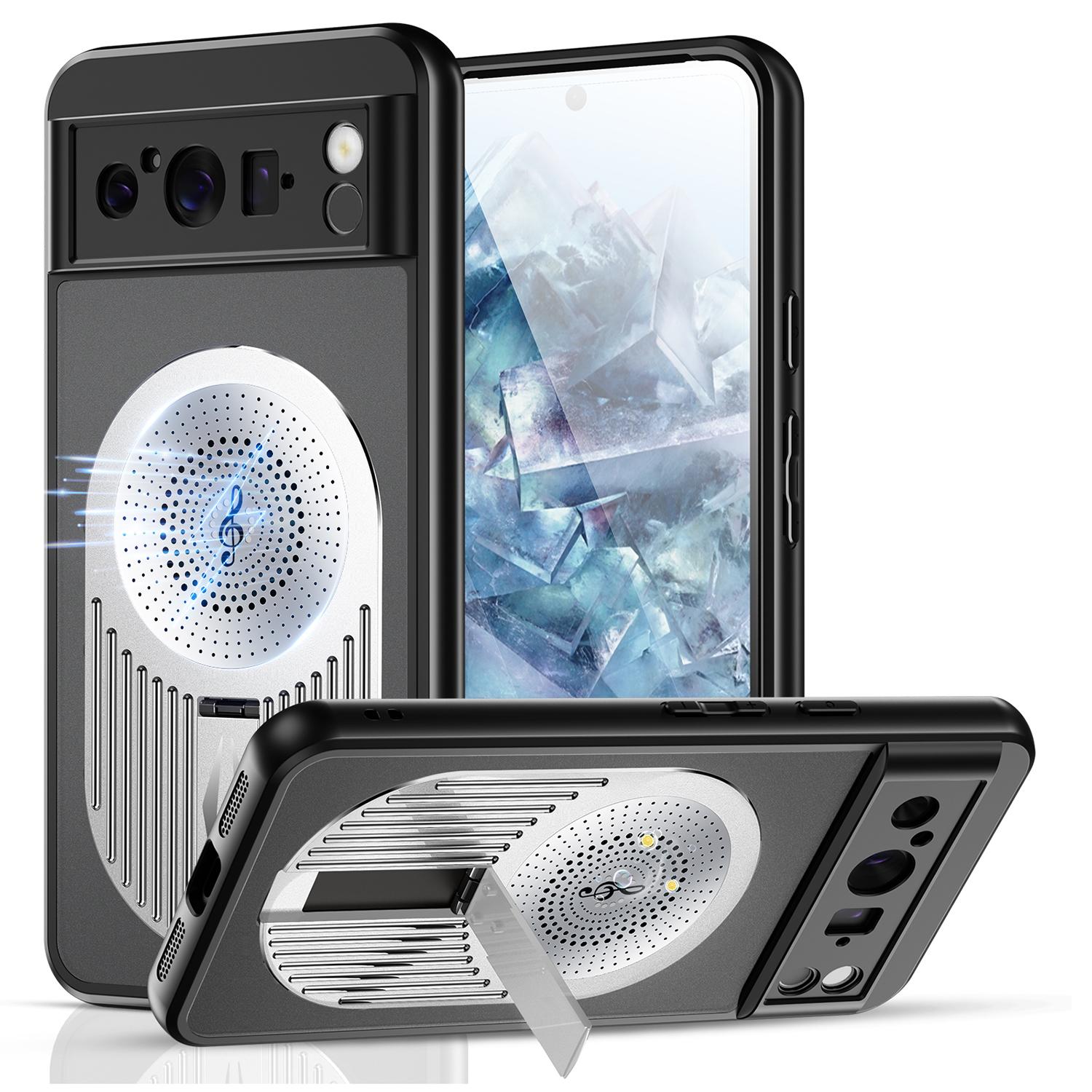 

For Google Pixel 8 Pro Case Compatible with MagSafe Heat Dissipation Aromatherapy Kickstand Silicone+PC Phone Cover Silver